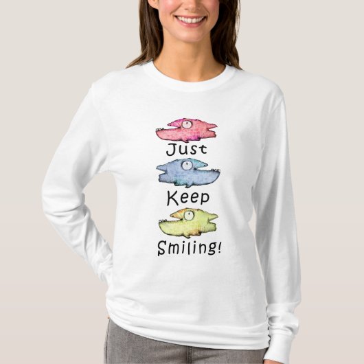 にこにこスマイル！色とりどりの歯の大きな魚 Tシャツ (正面)