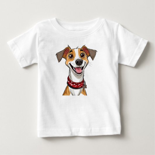にこにこ大きな笑顔の元気な犬 ベビーTシャツ (正面)