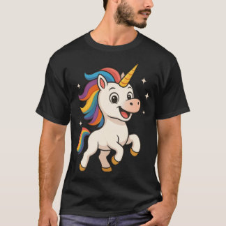 にこにこ虹のユニコーン女子 Tシャツ