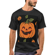 にこやかなカボチャ顔ハロウィーンTシャツ