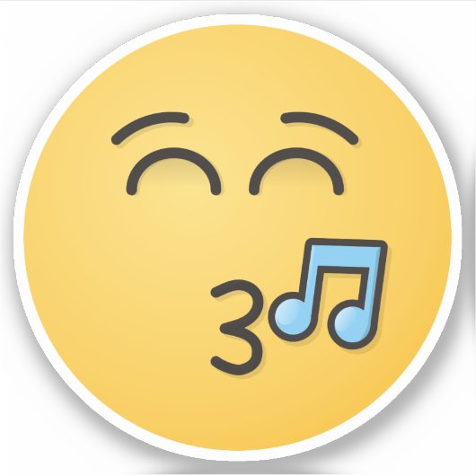 にこやかな目で口笛顔 シール (正面)