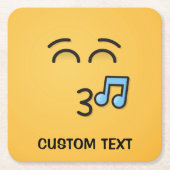 にこやかな目で口笛顔 スクエアペーパーコースター (正面)