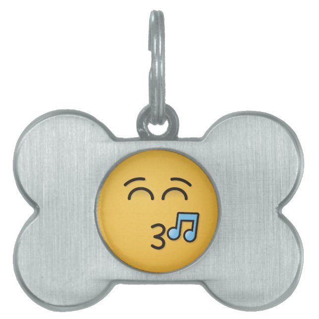 にこやかな目で口笛顔 ペットネームタグ (正面)