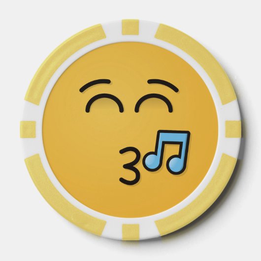 にこやかな目で口笛顔 ポーカーチップ (正面)