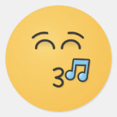 にこやかな目で口笛顔 ラウンドシール (正面)