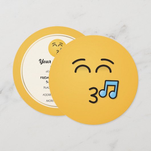 にこやかな目で口笛顔 招待状 (正面/裏面)