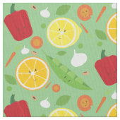 にこフレンドリーやかな果物野菜の漫画柄 ファブリック (クローズアップ)