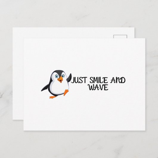 にっこりして手を振って ポストカード (正面/裏面)