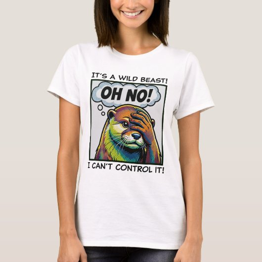 にっこりしないカワウソ: イライラしたかわいい動物 Tシャツ (正面)