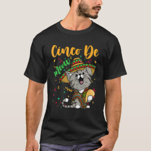 にっこりタコス猫とソンブレロのCinco De Meow Tシャツ