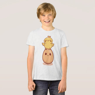 にっこり卵の上に立つキュートなひよこ トライブレンドＴシャツ