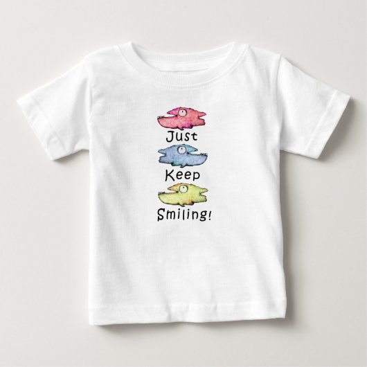 にっこり歯の魚たち カラフル ベビーTシャツ (正面)