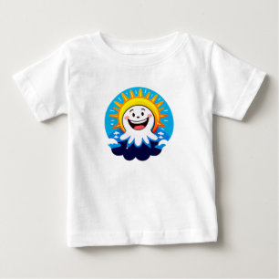 にっこり笑顔の元気な太陽のキャラクター ベビーTシャツ