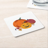 ~について話すカボチャ スクエアペーパーコースター (アングル)