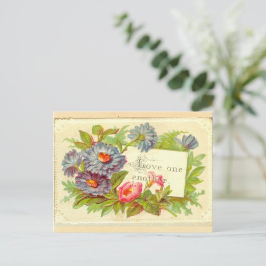 〜につビクトリアンいて花「愛し合う」を切り抜く ポストカード (スタンド正面)