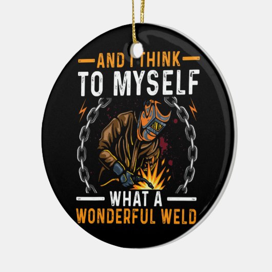 ～にとって素晴らしい溶接おもしろいの衣装 セラミックオーナメント (左)