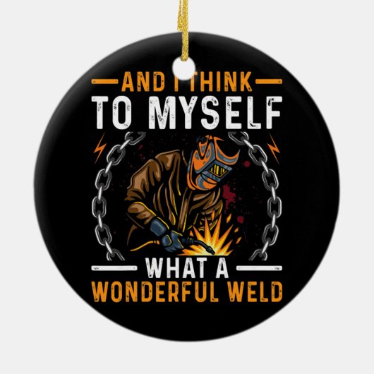 ～にとって素晴らしい溶接おもしろいの衣装 セラミックオーナメント (裏面)