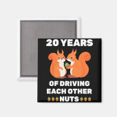 ～にとって20周年結婚を迎えおもしろいる夫婦 マグネット (正面/裏面)