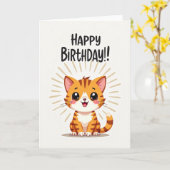にゃんこのお誕生日おめでとうカード カード (黄色い花)