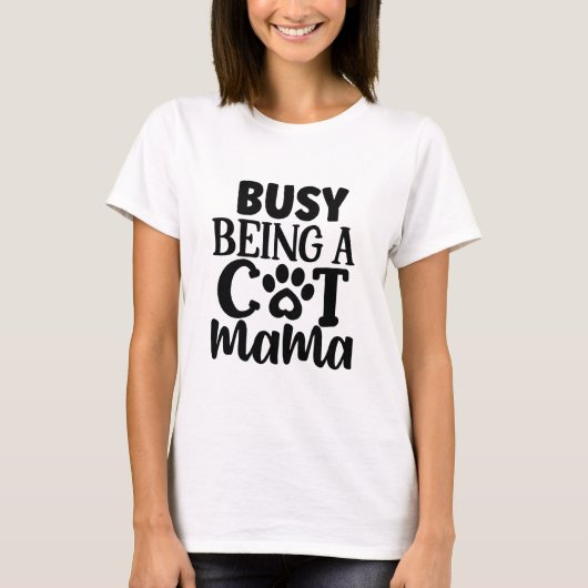 にゃんこのママ業に忙殺中 Tシャツ (正面)
