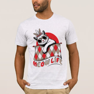 にゃんこの人生 楽しい かわいい 猫 Tシャツ