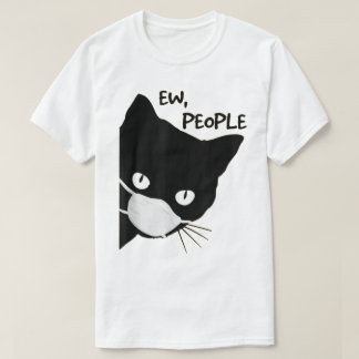 にゃんこマスク 黒猫デザイン Tシャツ