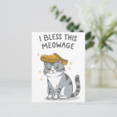 にゃんこ結婚おめでとう Funny Cat Wedding ポストカード (スタンド正面)