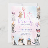 にゃんとパーティー!かわいい猫の誕生日パーティー 招待状 (正面)