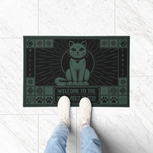 にゃんと素敵な場所へようこそ、我が家の猫たち ドアマット (室内)