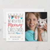 にゃんにゃんクリスマス　猫＋鹿の角　ホリデー写真カード シーズンカード (正面)