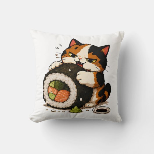 にゃんにゃんグルメ三毛猫 クッション (正面)