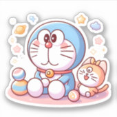 にゃんにゃんネコとドラえもん シール (正面)