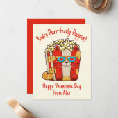 にゃんにゃんポップコーン バレンタイン ノートカード (正面/裏面インサイチュ)