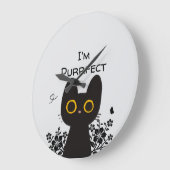にゃんぱく かわいい 黒猫 ウォールクロック (傾斜)