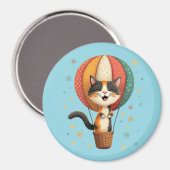 にゃんよろこびの三毛猫空大冒険イラスト マグネット (正面/裏面)