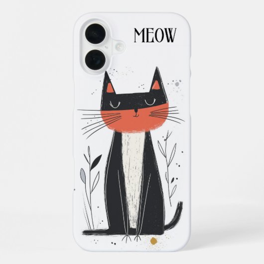 にゃん。自信に満ちた猫のイラスト iPhoneケース (裏面)
