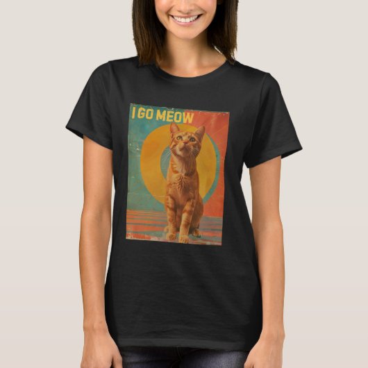 にゃーと歌う - 笑える猫の歌うミームデザイン Tシャツ (正面)