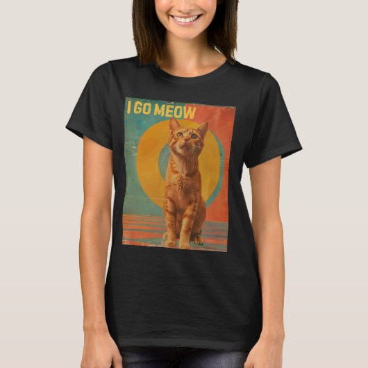 にゃーと鳴く - 笑える猫の歌うミームデザイン Tシャツ (正面)