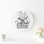 「にゃー」は放っておいて - おしゃれで面白い猫 ラージ壁時計 (ホーム)