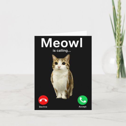にゃ～んと鳴く猫フクロウ不気味インターネットジョーク カード (正面)