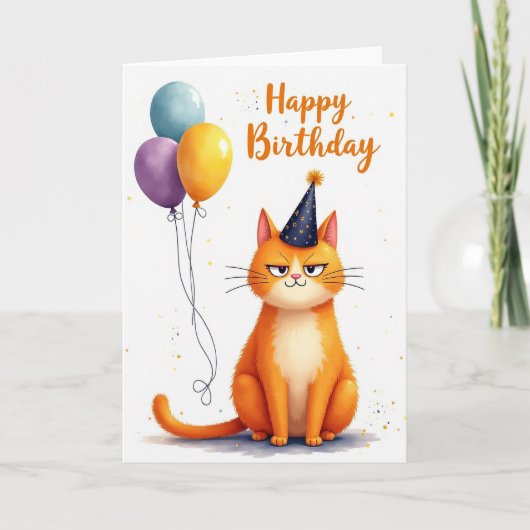 にやけたネコの誕生日カード カード (正面)