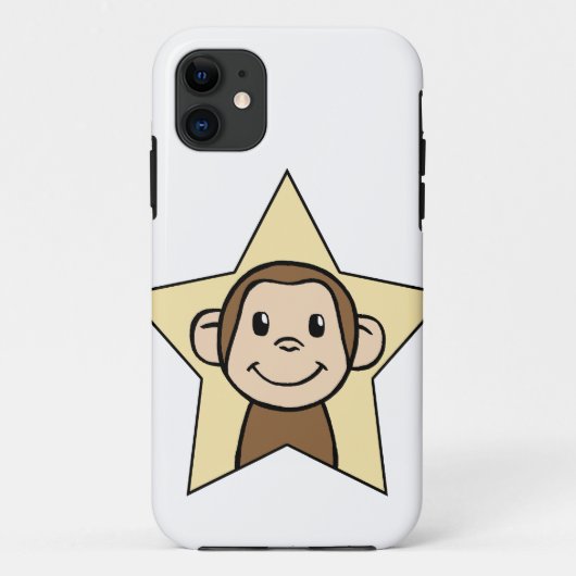 にやにや笑いのスマイルの星を持つかわいい漫画の切り貼り芸術猿 Case-Mate iPhoneケース (裏面)