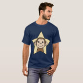 にやにや笑いのスマイルの星を持つかわいい漫画の切り貼り芸術猿 Tシャツ (正面フル)