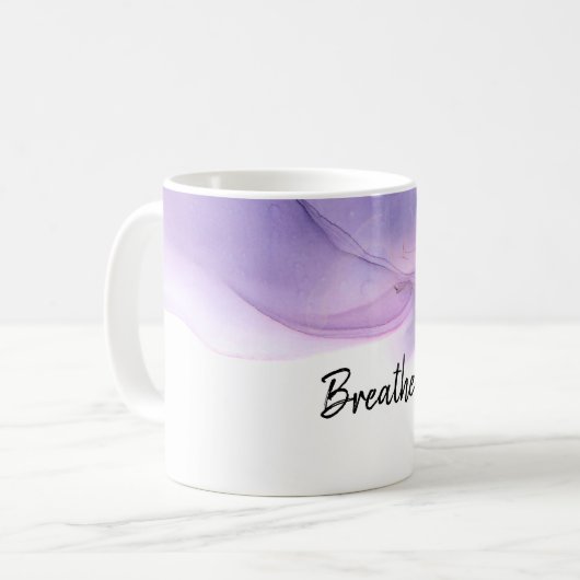 *~*によっては抽象的な水彩画のラベンダーのマゼンタが呼吸します コーヒーマグカップ (正面左)