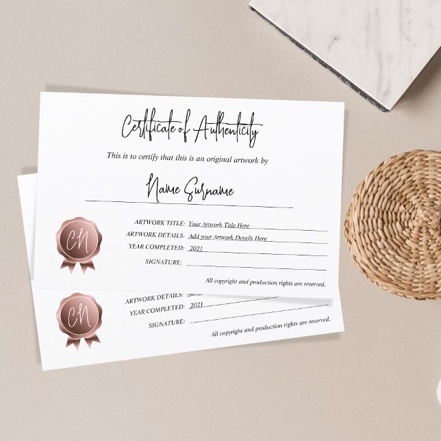 ～によるシンプル真正性アートワーク証明書 (クリエイターアップロード済み)