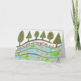 による川にそして木製のnotecard シーズンカード