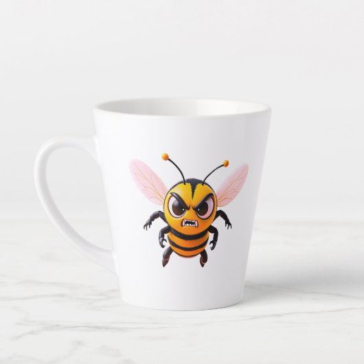 にらむキャラクターの蜂 カフェラテマグ (左)