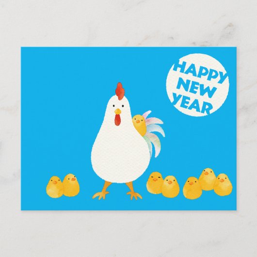 【にわとりとひよこ(水彩】 【A chicken and chicks（水彩）】 ポストカード (正面)
