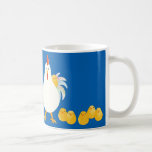 【にわとりとひよこ(水彩)】 A chicken and chicks (Watercolor) コーヒーマグカップ<br><div class="desc">水彩のニワトリとヒヨコの親子です。にわとりの体部分は白の水彩紙(フチなし)になっていますので、背景は中間色から濃色がお勧めです。尾羽が虹色っぽいのは、白だと見えなくなっちゃうからです(笑)。
A chicken and chicks (parent and children) by watercolor. The body of the chicken is white aquarelle paper (rimless), so I recommend neutral or dark color for a background. The chicken's rectrix looks like iridescence, because it doesn't seem to be white. :)</div>