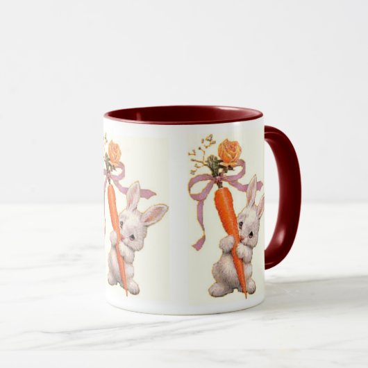 にんじんが付いているバニーは上がり、 マグカップ (正面右)